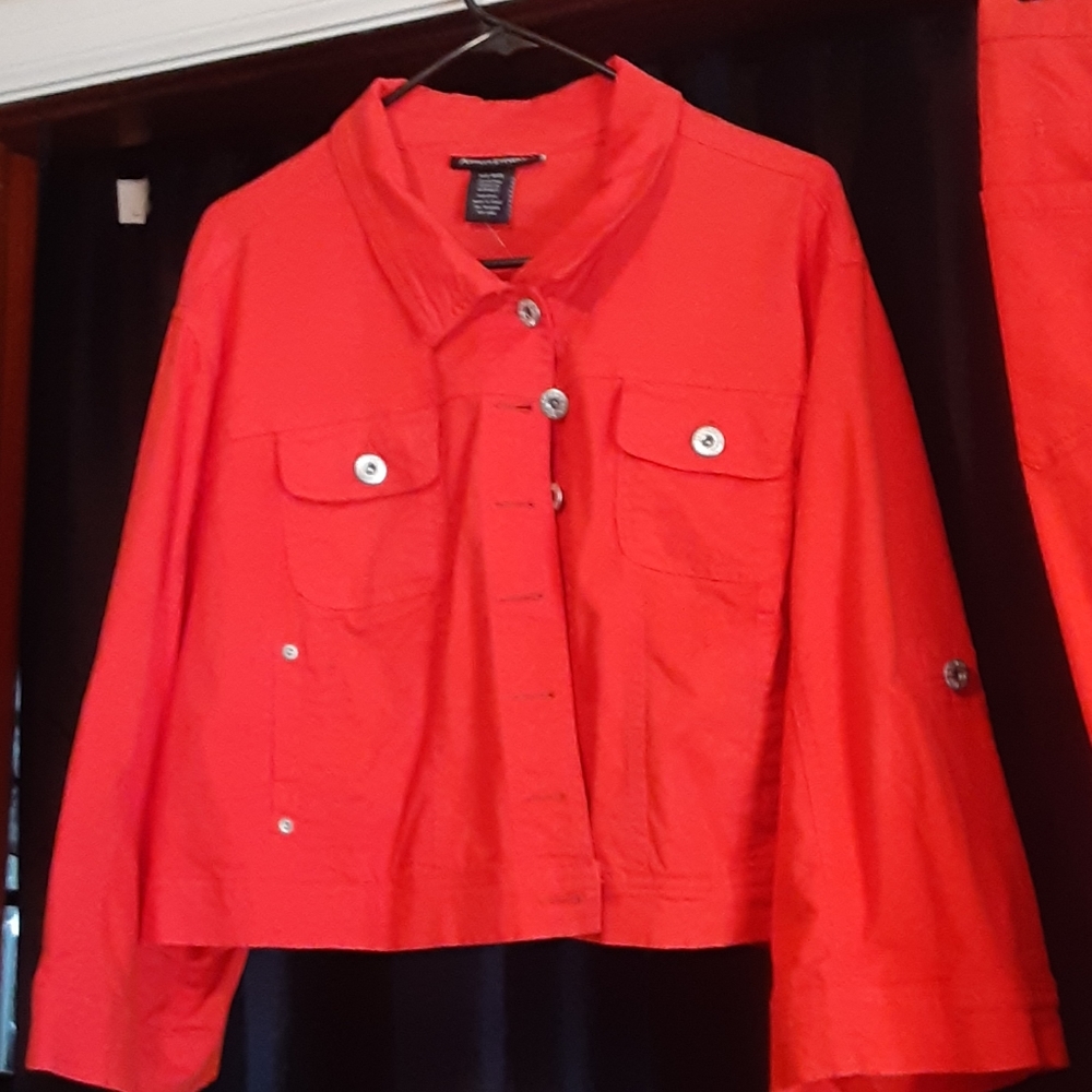 Orange Denim two piece pant set